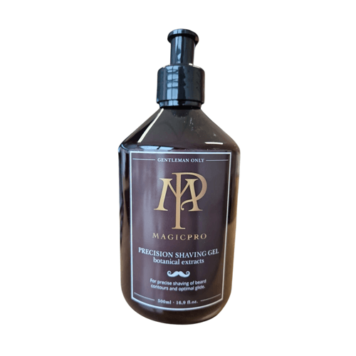 artwork-magicpro-shavinggel-front-tinified Magic Pro Precision Shaving Gel 500ml - Afbeelding 1
