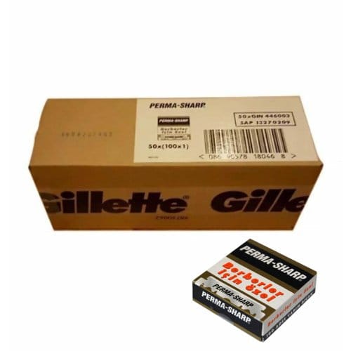 gillette-50-x-perma-sharp-single-edge-professional-razor-blades-5000-blades Perma-Sharp Razor Blades 5000 Mesjes - Afbeelding 1